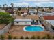 Aerial view of the backyard showcasing the pool and patio area at 3661 Margarita Way, Las Vegas, NV 89103
