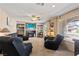 Cozy living room with comfortable seating, a fireplace, and ample natural light at 3661 Margarita Way, Las Vegas, NV 89103