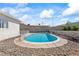 Backyard pool with clean, refreshing water, surrounded by rock landscaping and concrete borders at 3661 Margarita Way, Las Vegas, NV 89103