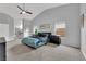 Spacious main bedroom featuring high ceilings, carpet, and an ensuite bathroom at 5433 Escallonia St, Las Vegas, NV 89149