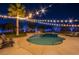 Inviting backyard pool and spa, surrounded by a lighted palm tree for evening fun at 6419 Eldora Ave, Las Vegas, NV 89146