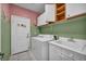 Well-equipped laundry room offers ample storage with upper cabinets and a convenient utility sink at 6424 Grayback Dr, North Las Vegas, NV 89084