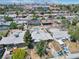 Aerial view of residential neighborhood with a home with a skateboard pool in the backyard at 121 N 20Th St, Las Vegas, NV 89101