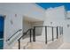 This modern terrace features durable tiling, sleek black railings, and a covered lounge area, perfect for relaxation at 2700 Las Vegas Blvd # 4305, Las Vegas, NV 89109