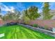 Well-maintained backyard features artificial turf, planters, and seating area perfect for outdoor enjoyment at 3144 Tronzano Ave, Henderson, NV 89044