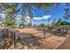 Exterior shuffleboard court surrounded by lush trees and well-maintained landscaping at 9409 January Dr, Las Vegas, NV 89134