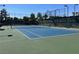 Well-maintained community tennis court surrounded by lush greenery at 9409 January Dr, Las Vegas, NV 89134