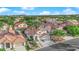 Panoramic aerial view of a verdant residential neighborhood at 9705 Cameo Rose Ln, Las Vegas, NV 89134