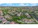 Aerial view of the neighborhood showcasing lush landscaping, community park and winding roads at 9705 Cameo Rose Ln, Las Vegas, NV 89134
