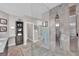 Sleek bathroom showcases a glass shower with modern fixtures and a spacious vanity area at 9705 Cameo Rose Ln, Las Vegas, NV 89134