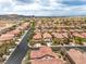 Scenic aerial shot of a community highlighting tidy homes, tree-lined streets, and the neighborhood's structure at 10294 Running Falls St, Las Vegas, NV 89178