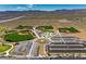 Aerial view of the outdoor baseball fields and parking lot at Mountain's Edge Regional Park in Las Vegas, NV at 10294 Running Falls St, Las Vegas, NV 89178