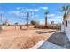 Large, flat backyard with potential for landscaping and outdoor living, surrounded by block wall and wood fence at 1401 E Clark Ave, Las Vegas, NV 89101