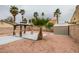 A private backyard with gazebo, small storage shed, and palm trees at 1744 La Cruz Dr, Henderson, NV 89014