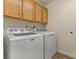 Functional laundry room with washer, dryer and cabinets, designed for convenience and efficiency at 2024 Spruce Brook Dr, Henderson, NV 89074