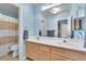 Bright bathroom featuring a double sink vanity and neutral color scheme at 2268 Alanhurst Dr, Henderson, NV 89052