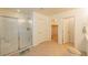 Bathroom view showing a glass shower, tile floors, and a vanity at 6442 Kobe Knoll Ct, Las Vegas, NV 89141