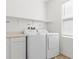 Bright laundry room with washer, dryer, and storage cabinets at 6854 Chargehand Ave, Las Vegas, NV 89156