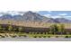Well-maintained community landscaping with a view of the mountains in the background at 12429 Alpenglow Ct, Las Vegas, NV 89138