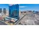 View of city shows a large blue hotel tower at 125 E Harmon Ave # 2907, Las Vegas, NV 89109
