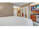 This suite features a kitchenette with stainless steel appliances, a TV, and convenient access to the bathroom and entry at 125 E Harmon Ave # 2907, Las Vegas, NV 89109