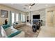 Contemporary living room featuring a decorative wall, modern decor and access to the backyard at 2625 Youngdale Dr, Las Vegas, NV 89134