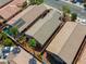 A high angle aerial shot of the backyard of this single Gathering home with desert landscaping and yard space at 4124 Gliding Gulls Ave, North Las Vegas, NV 89084