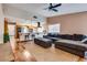Open-concept living room flows into the kitchen, creating a spacious and social living space at 5242 Dickens Dr, Las Vegas, NV 89119