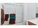 Bathroom featuring glass enclosed shower and vanity at 7934 Kiskadee St, North Las Vegas, NV 89084