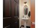 Charming powder room with a pedestal sink, and updated fixtures creates a cozy and inviting space at 10403 Fancy Fern St, Las Vegas, NV 89183