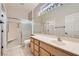 Bathroom featuring tile flooring, a walk-in shower, and an extended vanity at 2152 Mountain City St, Henderson, NV 89052