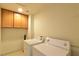 Functional laundry area features cabinets and essential appliances for easy and efficient chores at 343 Dune Ridge Ave, North Las Vegas, NV 89031