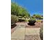Exterior view of a front yard with lush trees and meticulous landscaping at 4662 Kelly Barry Way, Las Vegas, NV 89121