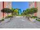 Walkway with benches and planters with various trees at 50 E Serene Ave # 420, Las Vegas, NV 89123