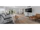 Spacious living room with hardwood floors, contemporary furniture, and glass doors to backyard at 530 Tam O Shanter, Las Vegas, NV 89109