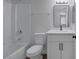 Bathroom with white vanity, modern faucet, and combined shower and tub at 8410 Eldora Ave # 1045, Las Vegas, NV 89117
