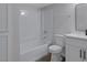 Bright bathroom featuring a clean white shower and tub combination at 8410 Eldora Ave # 1045, Las Vegas, NV 89117