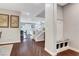 Inviting entryway with hardwood floors, coat hooks, and staircase access to the second floor at , Las Vegas, NV 89138