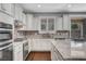 Kitchen with stainless steel appliances, tile backsplash and marble countertops at , Las Vegas, NV 89138