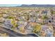 Aerial shot displays a quiet, well-planned neighborhood with diverse home styles and mature trees, and desert mountains at 1287 Dove Tree Ct, Henderson, NV 89014