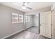 Bedroom with wood-look flooring and closet at 1574 Teardrop St, Las Vegas, NV 89142