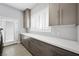 Laundry room with long folding counter, cabinets, and natural light at 2325 Prometheus Ct, Henderson, NV 89074