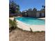 Backyard featuring a large swimming pool with a concrete patio and partial landscaping at 3314 Arapaho, Las Vegas, NV 89169