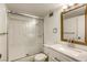 Bathroom features shower over tub, vanity and sink at 3930 University Center Dr # 311, Las Vegas, NV 89119