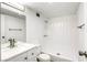 Clean, bright bathroom with white fixtures, a vanity, and a walk-in shower at 3930 University Center Dr # 311, Las Vegas, NV 89119