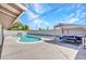 Backyard pool and covered patio area offer a great outdoor space at 4417 Saint Andrews Cir, Las Vegas, NV 89107