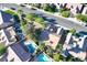An aerial view capturing the backyard pool, landscaping, and surrounding residences at 2309 Tedesca Dr, Henderson, NV 89052