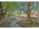 Beautiful backyard space landscaped with desert foliage and trees, plus stepping stone path at 2309 Tedesca Dr, Henderson, NV 89052