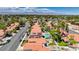 An aerial view of a beautiful residential neighborhood with mature landscaping, swimming pools and terra cotta tile roofs at 2704 Miraflores Ave, Las Vegas, NV 89102