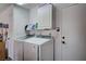 Bright laundry area with white appliances, storage cabinet and a door at 2704 Miraflores Ave, Las Vegas, NV 89102